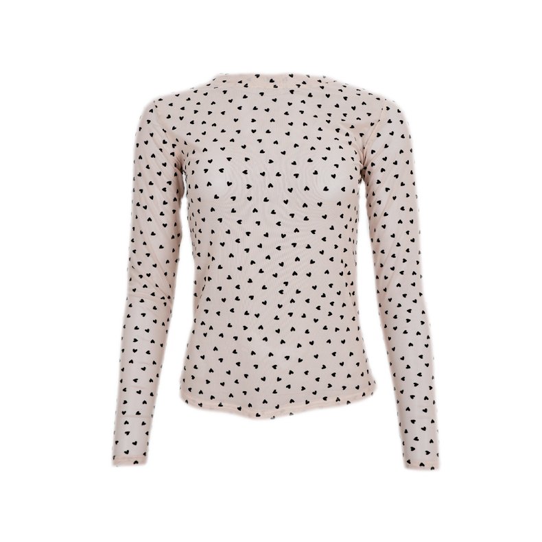 Isole love mesh blouse Black Colour, nude heart