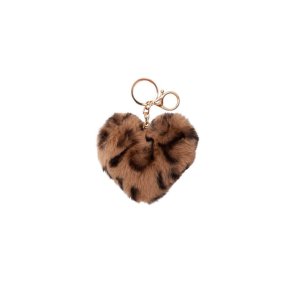 Heart soft keyhanger Black Colour, brown leo