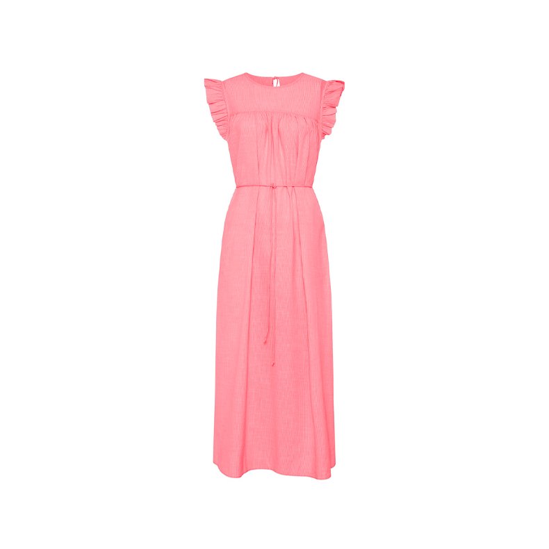Stockholm sl long dress frau, hot coral stripe