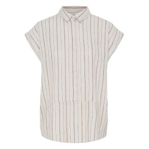 Linno shirt ICHI, brown stripe