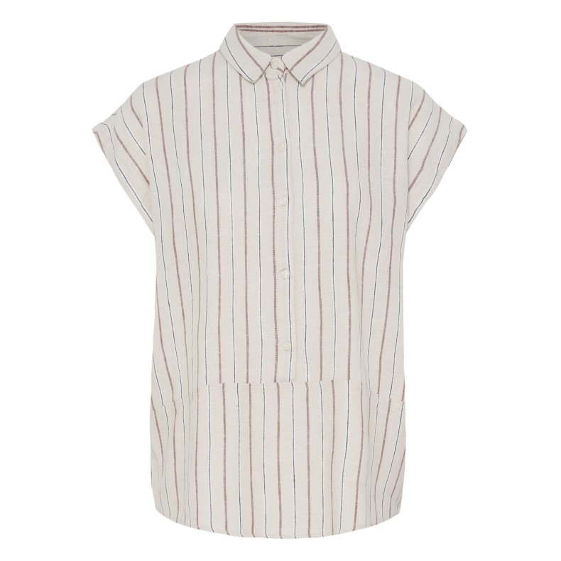 Linno shirt ICHI, brown stripe