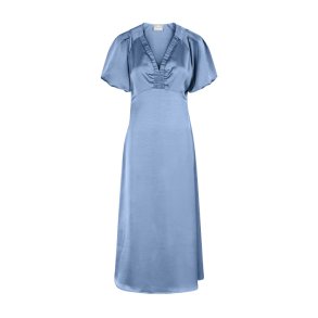Illana heavy sateen dress Neo Noir, smoke blue