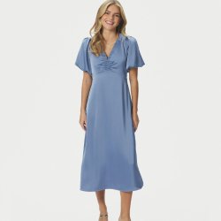 Illana heavy sateen dress Neo Noir, smoke blue