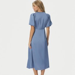 Illana heavy sateen dress Neo Noir, smoke blue