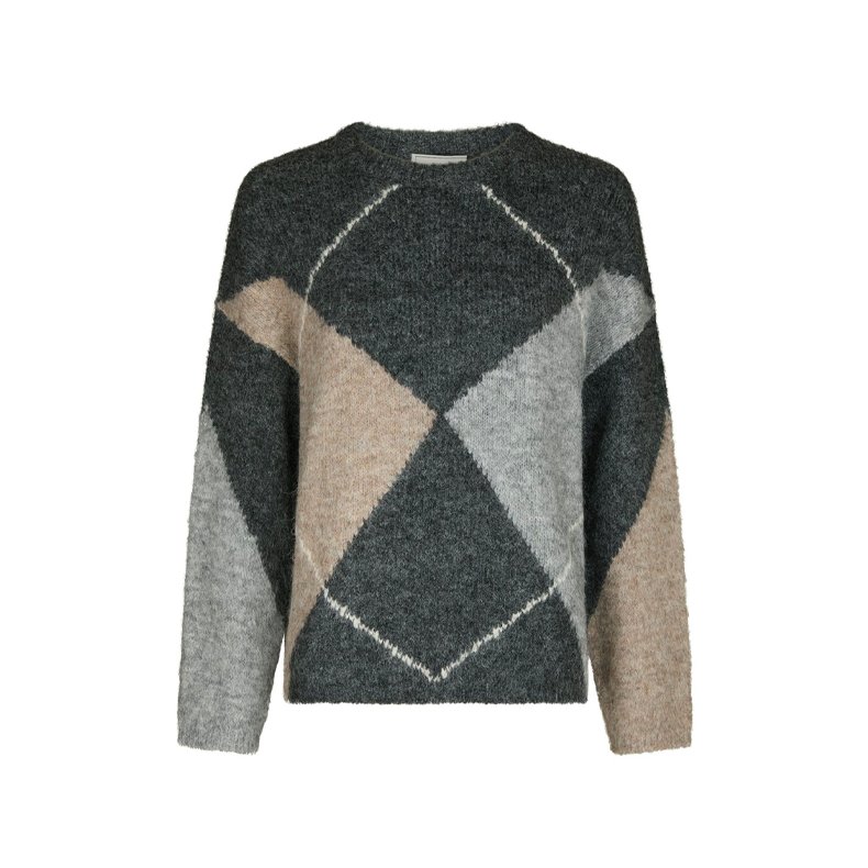 Inga chack fluff knit blouse Neo Noir, antracit