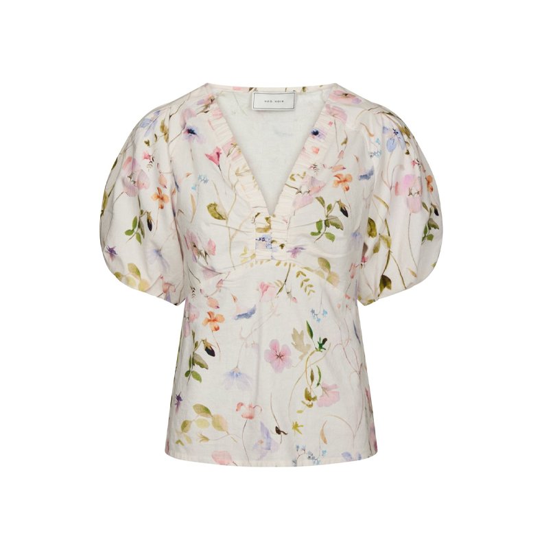 Irina flower blouse Neo Noir, off white