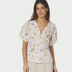 Irina flower blouse Neo Noir, off white