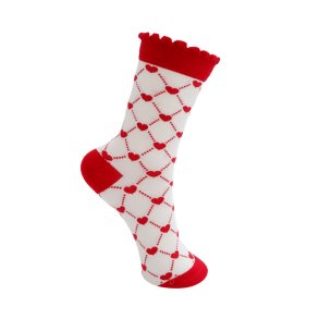 Jacqueline sock Black Colour, red heart