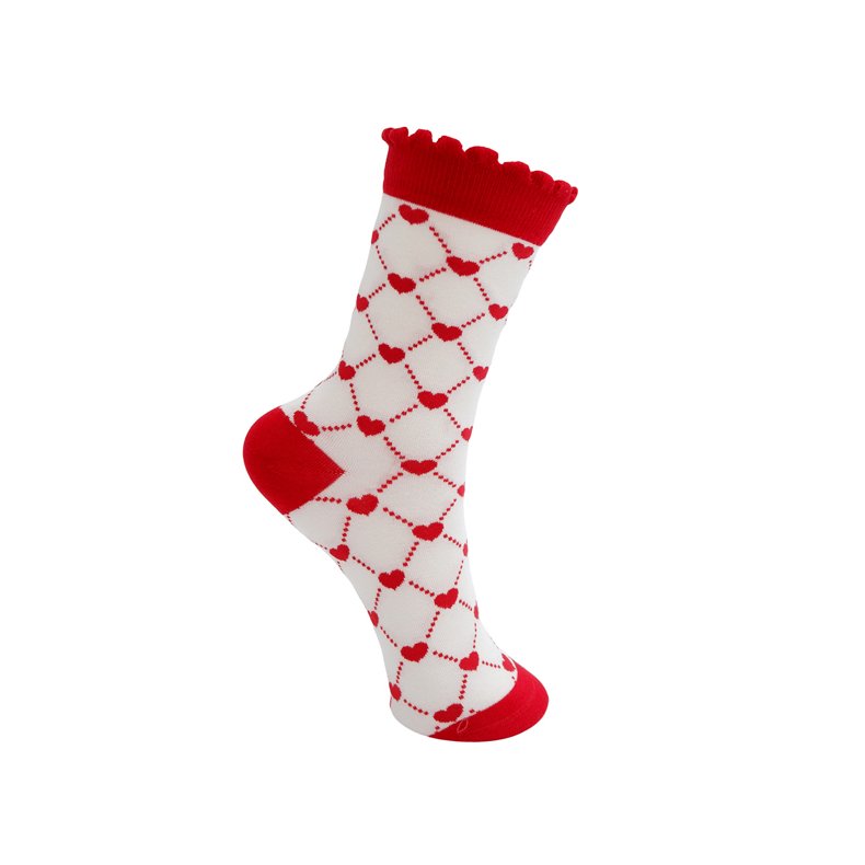 Jacqueline sock Black Colour, red heart