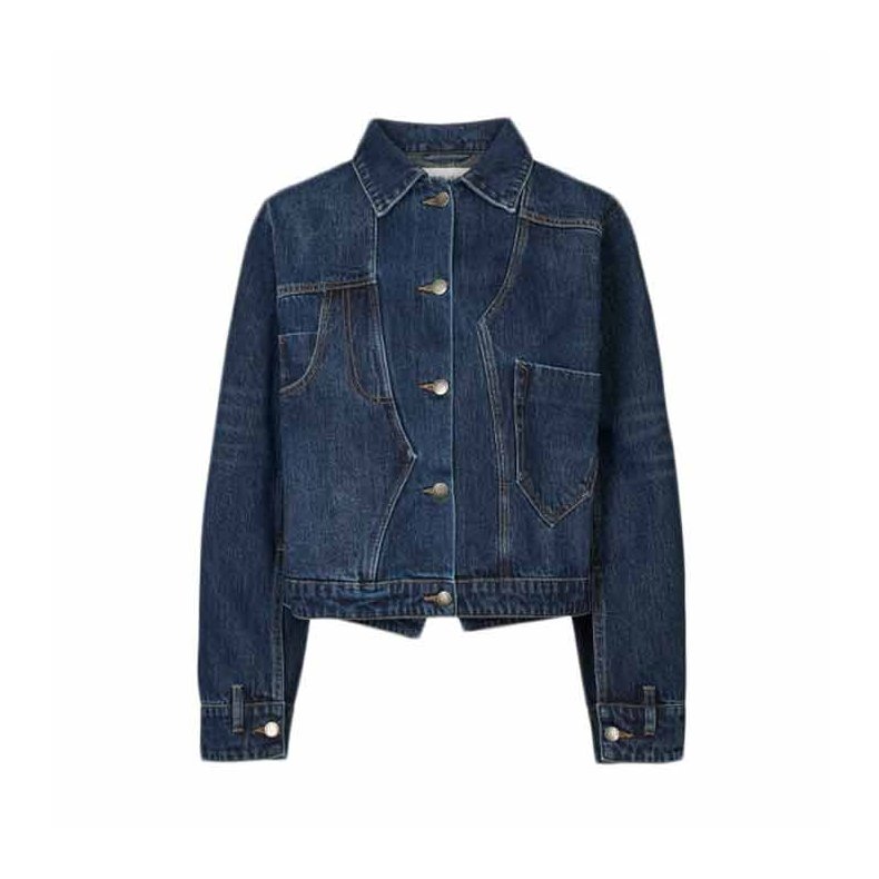 Janny patchwork denim jacket Rabens Saloner, dark washed indigo
