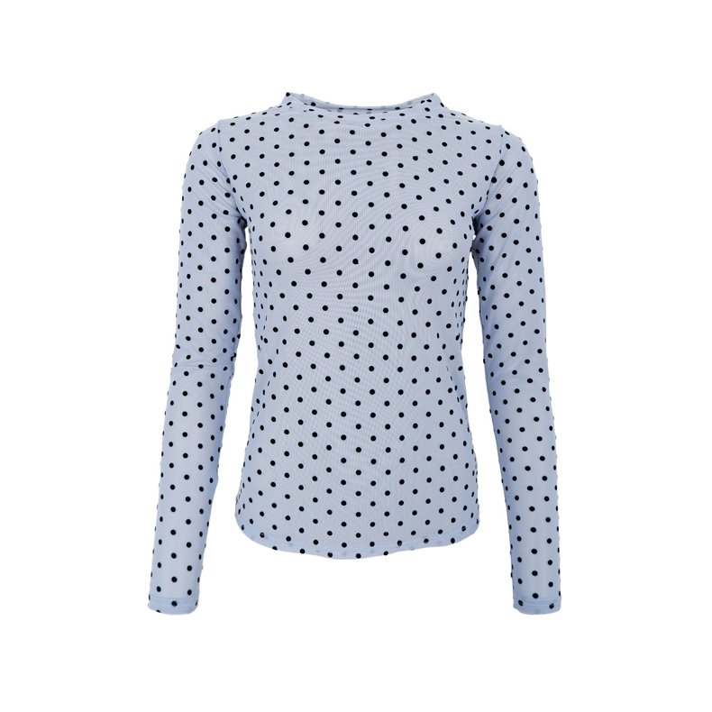 Jennie dotted mesh blouse Black Colour, jeans blue