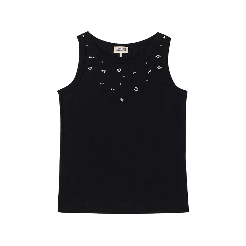 Joline top Baum und Pferdgarten, black rhinestones