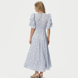 Kikka faded flower dress Neo Noir, light blue