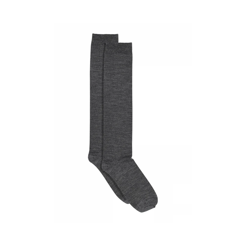 Wool/cotton knee socks MP Denmark, dark grey melange