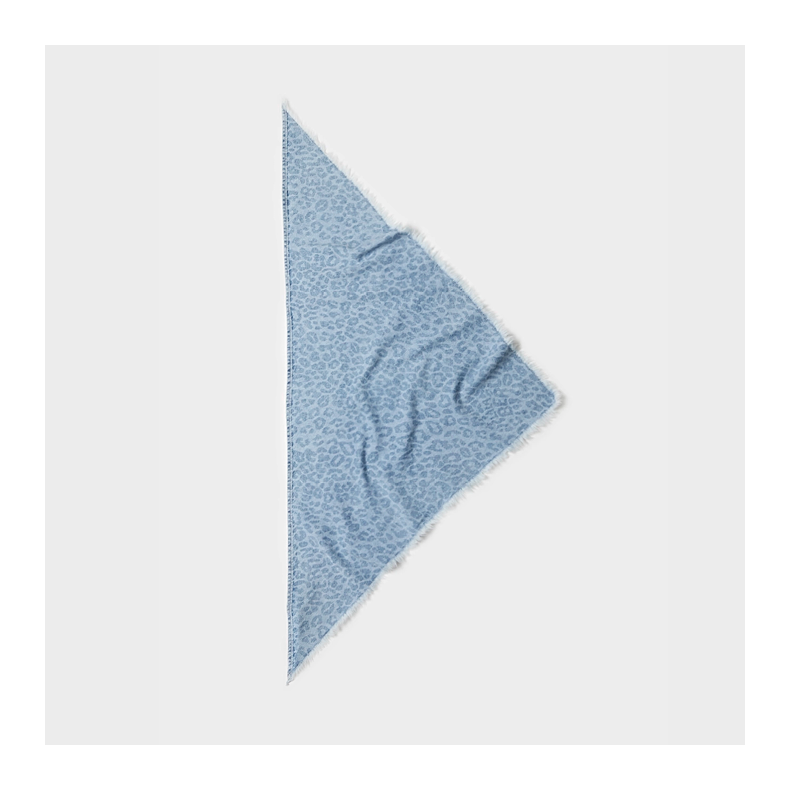Triangle toni printed denim scarf Lala Berlin, washed blue leo