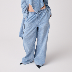 Paloma printed denim pants Lala Berlin, washed blue leo