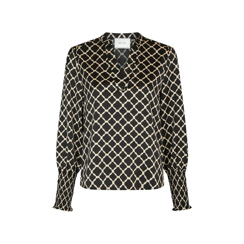 Landa tile print blouse Neo Noir, black