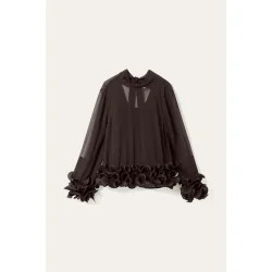 N-latanietta blouse Noella, chocolate