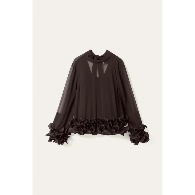 N-latanietta blouse Noella, chocolate