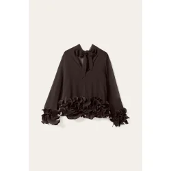 N-latanietta blouse Noella, chocolate