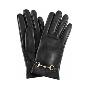 Leaher gloves with a feminine chain Depeche, black/gold