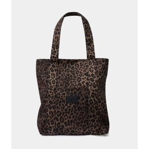 Carmela printed canvas tote Lala Berlin, dark brown leo