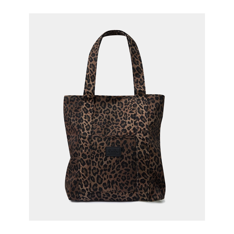 Carmela printed canvas tote Lala Berlin, dark brown leo