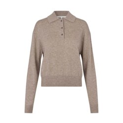Longo knit ls collar Second Female, mid brown melange