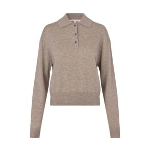 Longo knit ls collar Second Female, mid brown melange