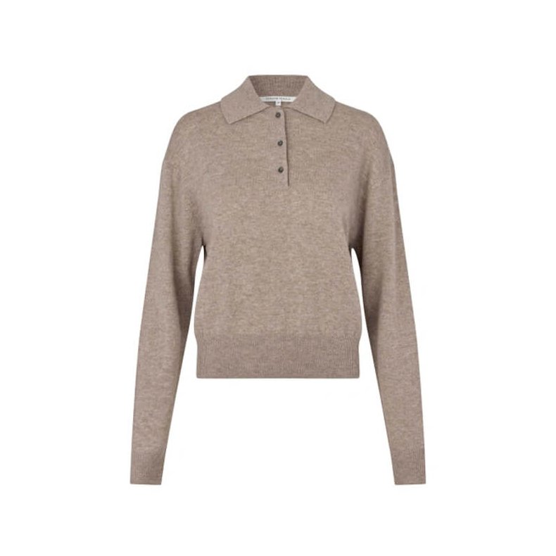 Longo knit ls collar Second Female, mid brown melange