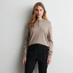 Longo knit ls collar Second Female, mid brown melange