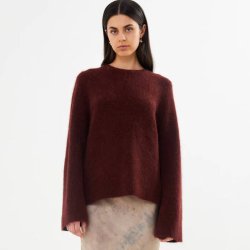 Lott fluffy split back sweater Rabens Saloner, burgundy