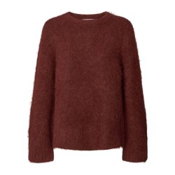 Lott fluffy split back sweater Rabens Saloner, burgundy