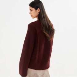 Lott fluffy split back sweater Rabens Saloner, burgundy