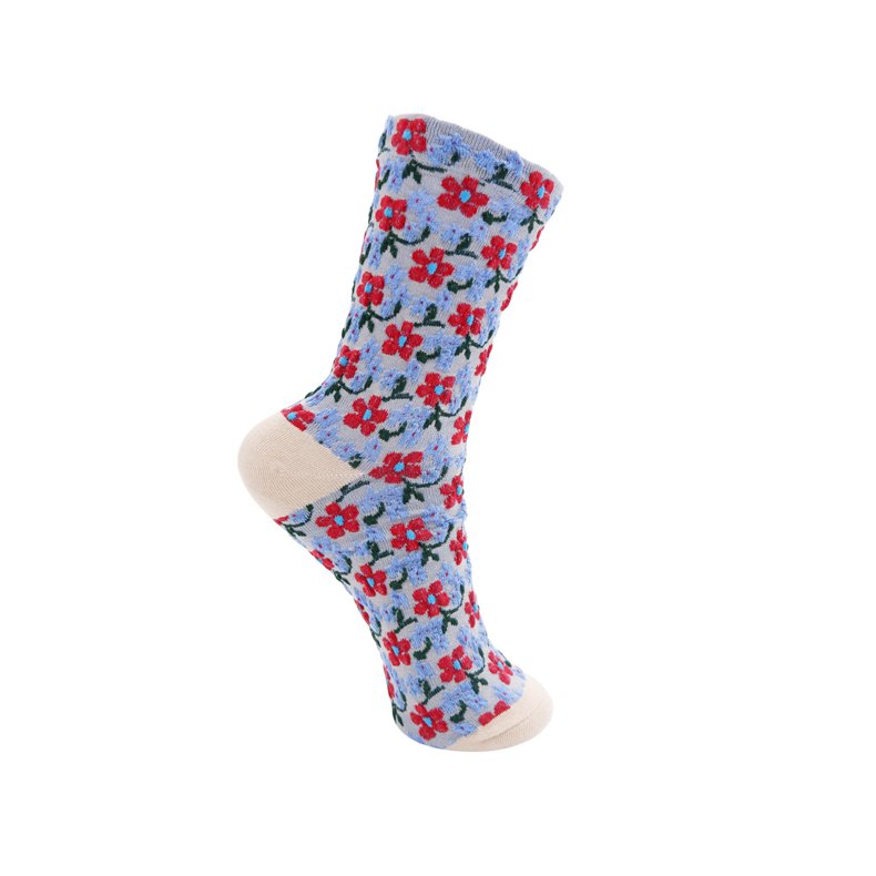 Luana flower sock Black Colour, khaki multi