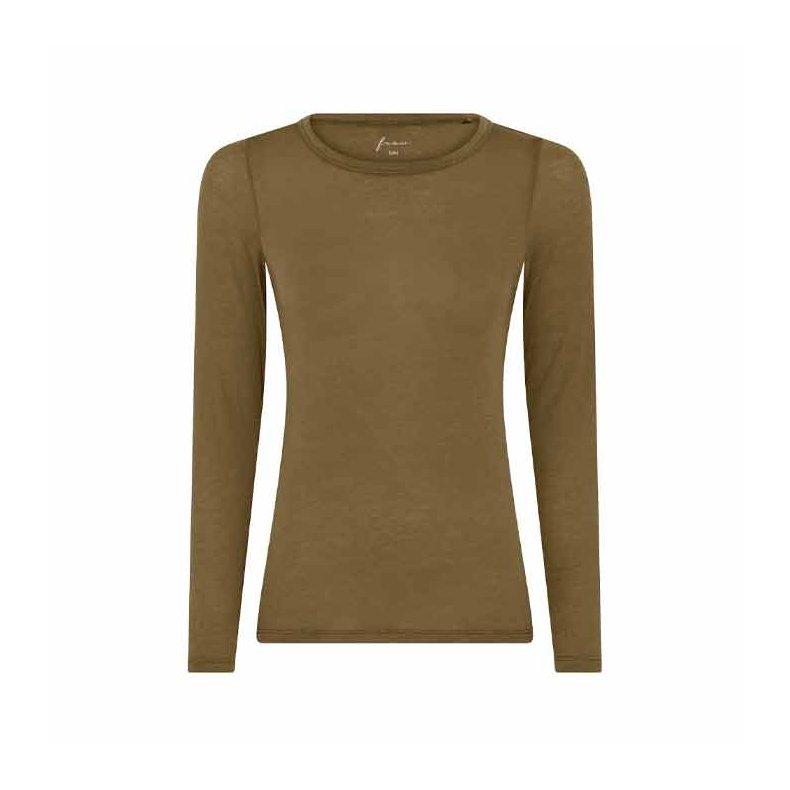Lucca cashmere ls o-neck top Frau, military olive