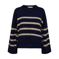 Maja O-button stripe knit Co'Couture, black