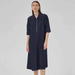 Malo 143 Long Dress My Essential Wardrobe, dark blue unwashed