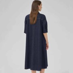 Malo 143 Long Dress My Essential Wardrobe, dark blue unwashed
