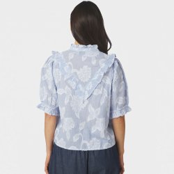 Manet jacquard blouse Neo Noir, light blue