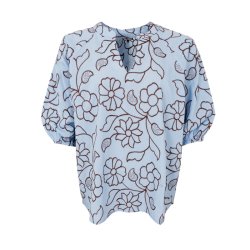 Marriot raglan blouse Black Colour, light blue