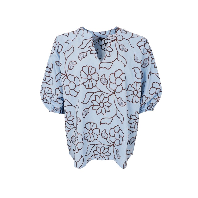 Marriot raglan blouse Black Colour, light blue