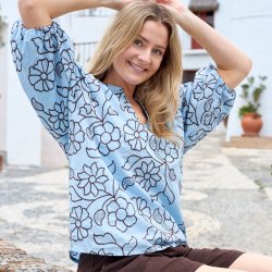 Marriot raglan blouse Black Colour, light blue
