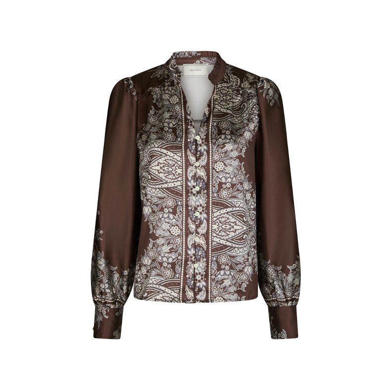 Massima paisley border blouse Neo Noir, dark brown
