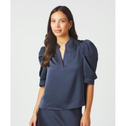 Roella heavy sateen blouse Neo Noir, midnight blue