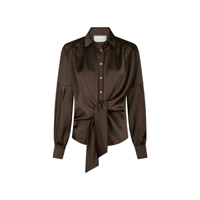 Naja Satin Shirt Neo Noir, dark brown