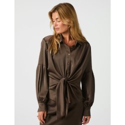 Naja Satin Shirt Neo Noir, dark brown