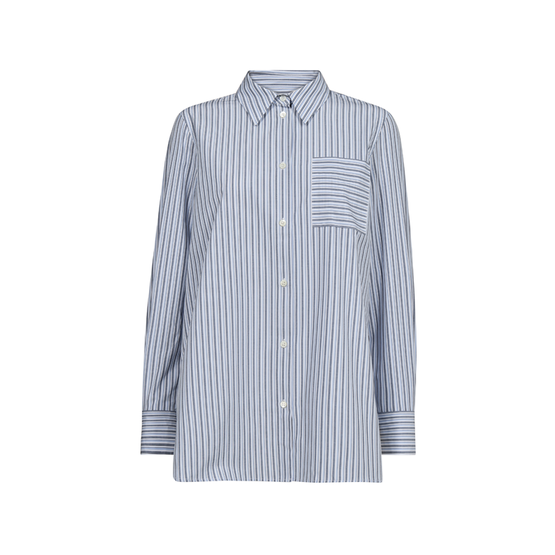 Elinda slim stripe shirt Mos Mosh, brunnera blue