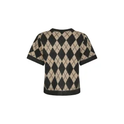 Allestar check knit cardigan Neo Noir, beige