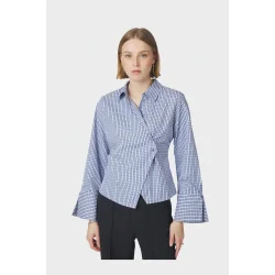 Fenli check shirt Neo Noir, blue